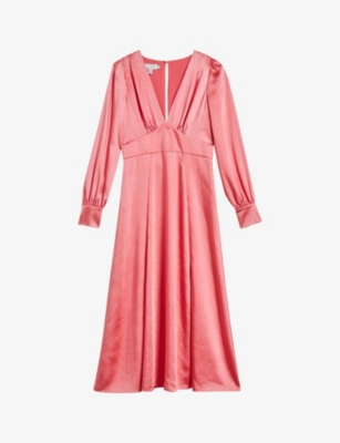 Shop Ted Baker Women's Coral Daniia Blouson-sleeve Satin Midi Dress