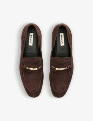 BALLY Genos buckle-embellished suede loafers