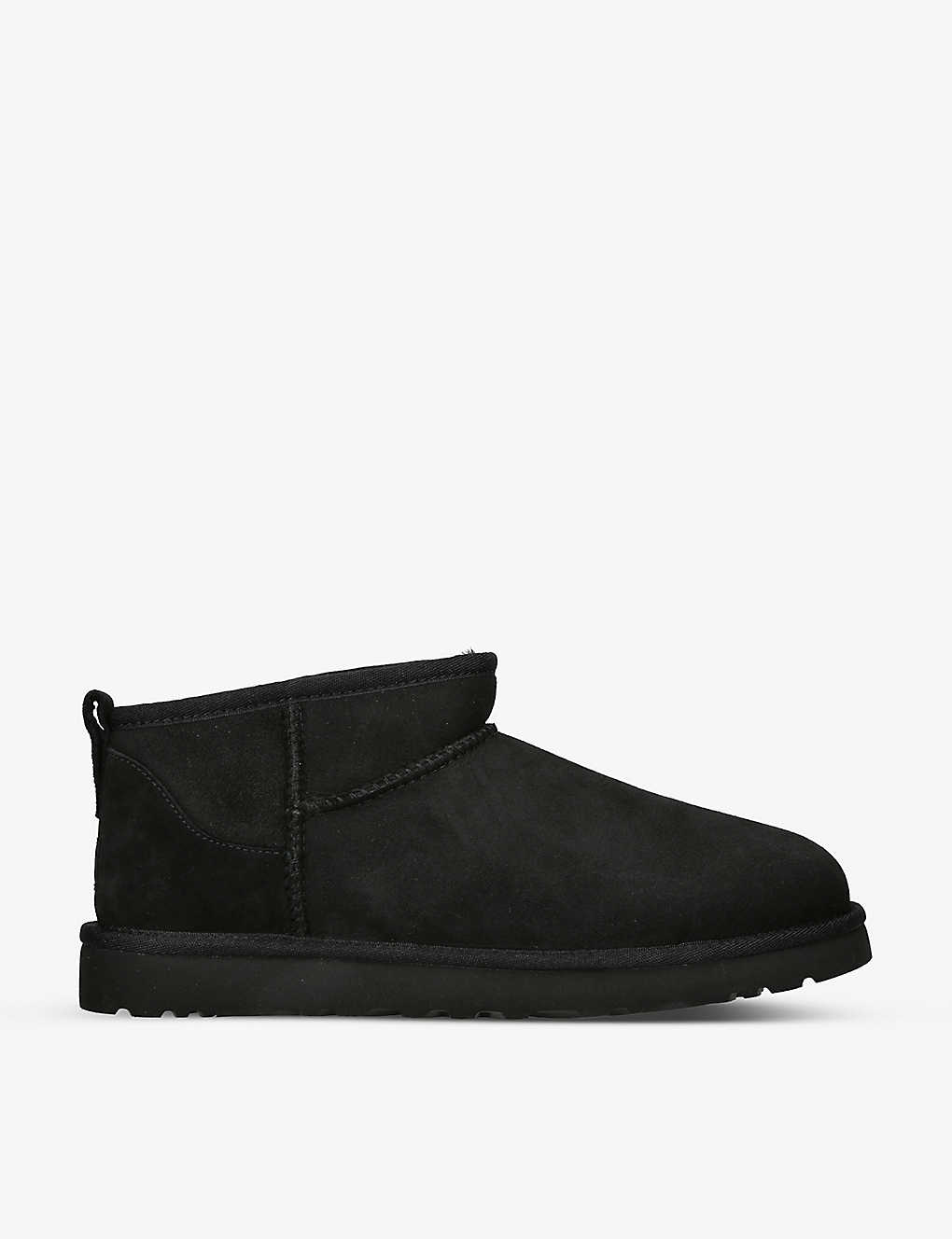 Ugg Classic Ultra Mini Shearling-lined Suede Ankle Boots In Black