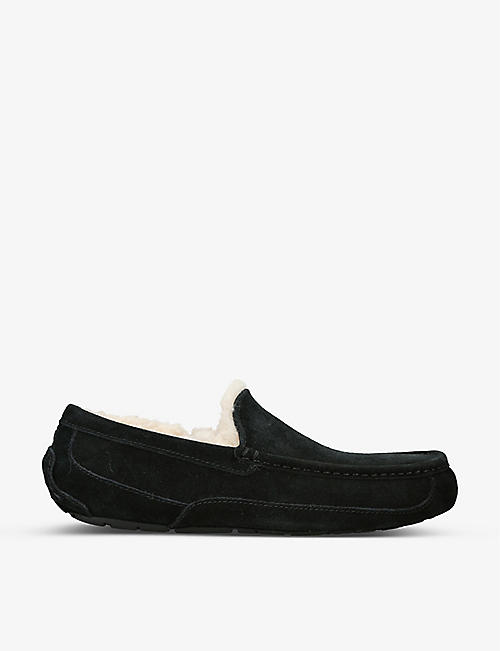 UGG: Ascot logo-embroidered suede slippers