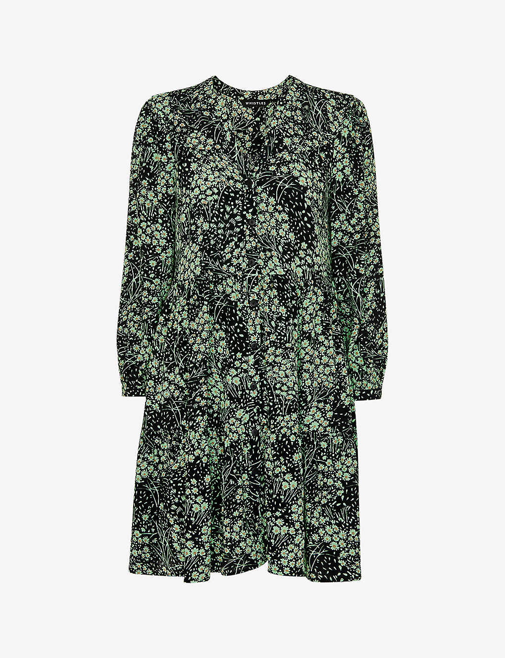 Whistles Womens Multi-coloured Floral-print V-neck Woven Mini Dress In Black/green