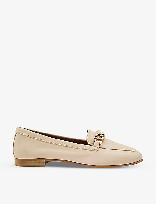 DUNE: Goldsmith chain-trim leather loafers