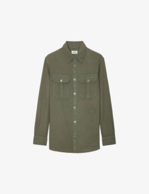 Zadig & Voltaire Zadig&voltaire Women's Cypres Teros Logo-embroidered Denim Shirt In Cypres