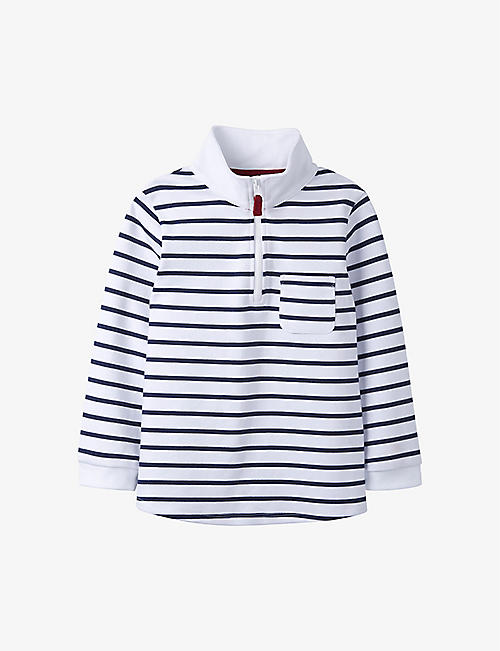 THE LITTLE WHITE COMPANY: Rugby striped cotton shirt 0-18 months