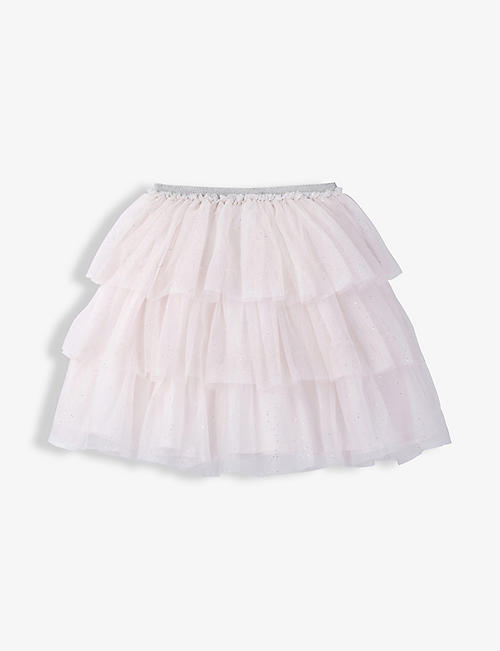 THE LITTLE WHITE COMPANY: Tiered cotton and recycled polyester-blend tutu skirt 0-18 months