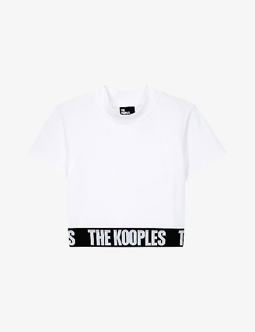 THE KOOPLES: Logo-band woven cropped top