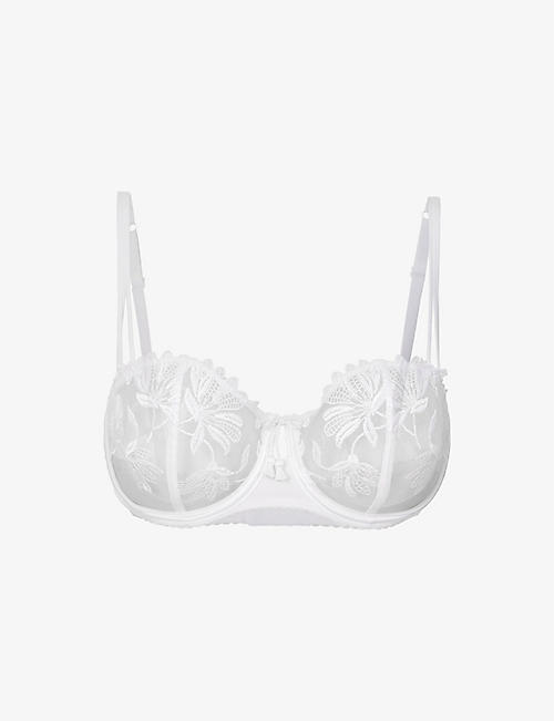 AUBADE: Lovessence floral-embroidered lace underwired bra
