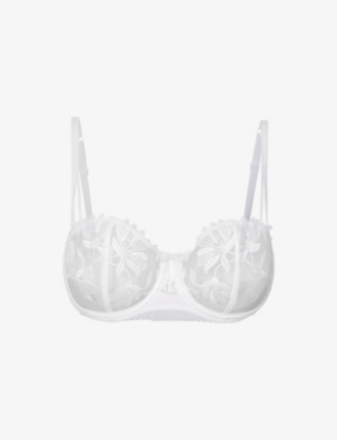 Aubade Womens Blanc Lovessence Floral-embroidered Lace Underwired Bra