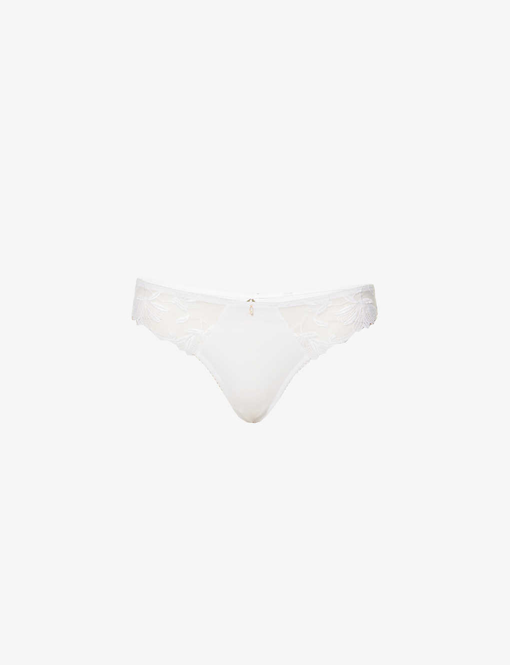 Aubade Womens Blanc Lovessence Floral-embroidered Stretch-woven Thong