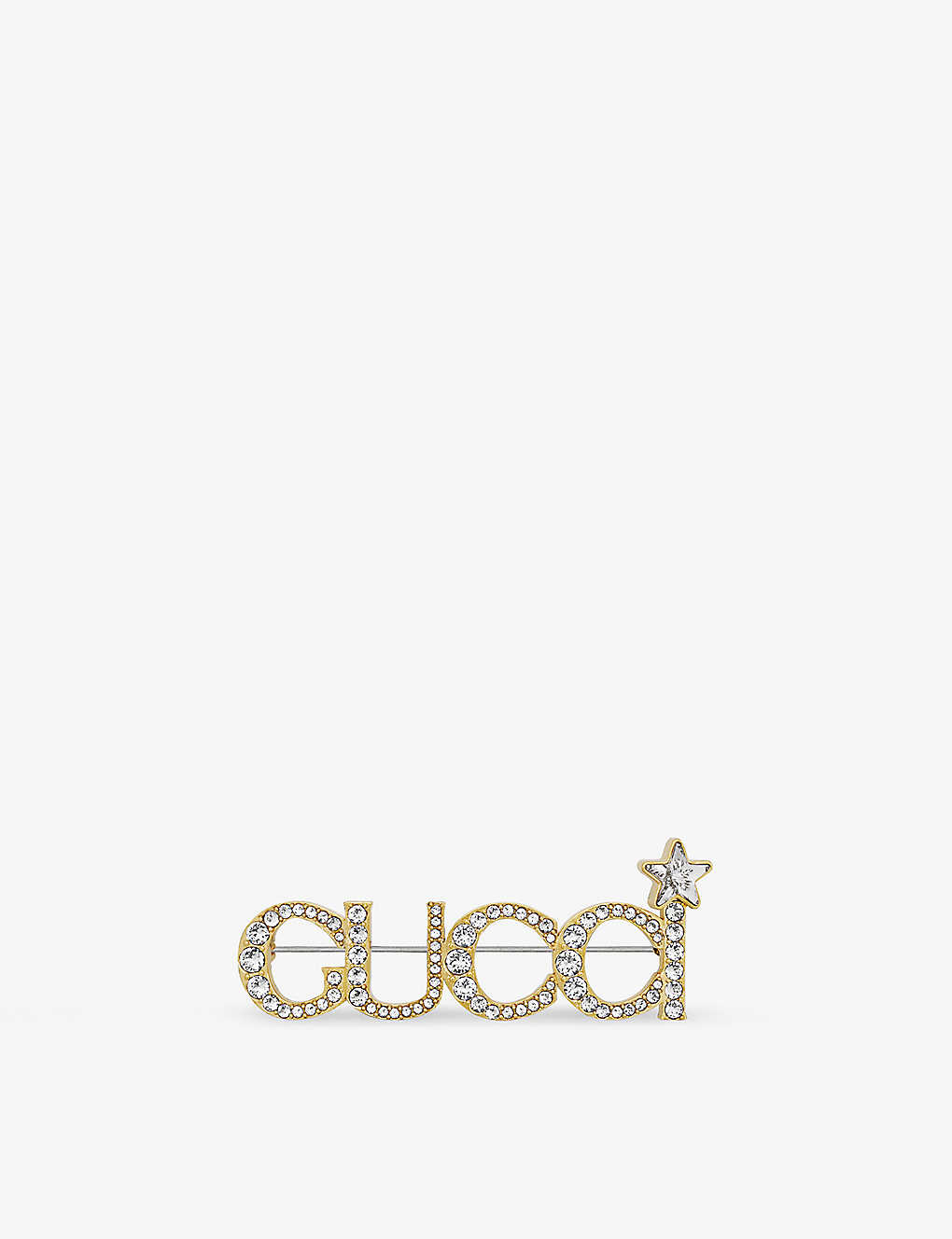 Gucci Crystal-embellished Brooch In Yellow Gold