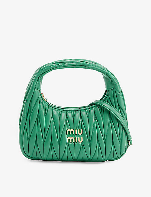 MIU MIU: Matelassé small leather hobo bag