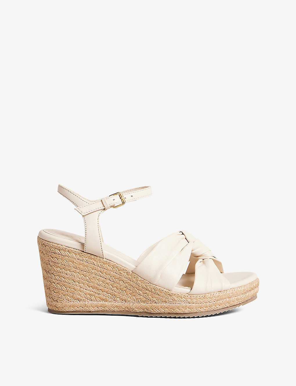 Ted Baker Womens Ivory Carda Knotted-strap Wedge Leather Espadrille Sandals