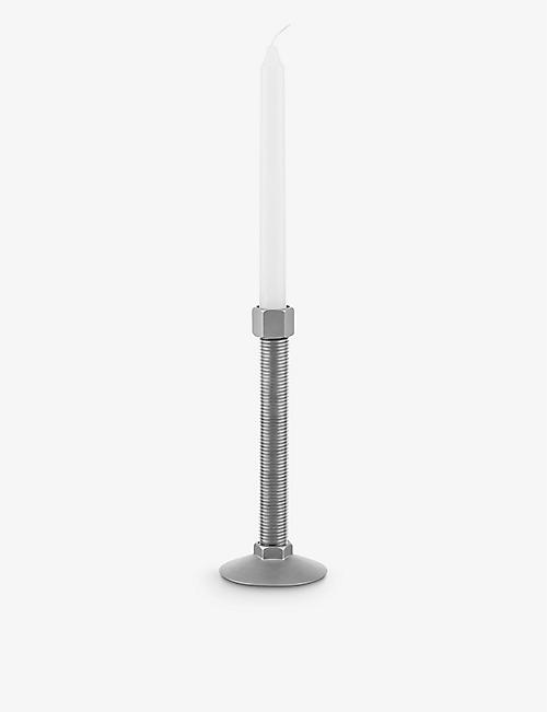 ALESSI: Conversational Objects stainless-steel candlestick 19.3cm