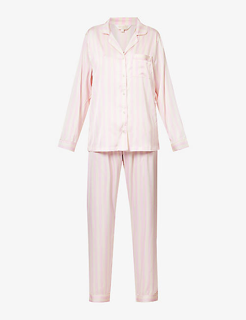 THE NAP CO: Satin relaxed-fit stretch-woven pyjama set
