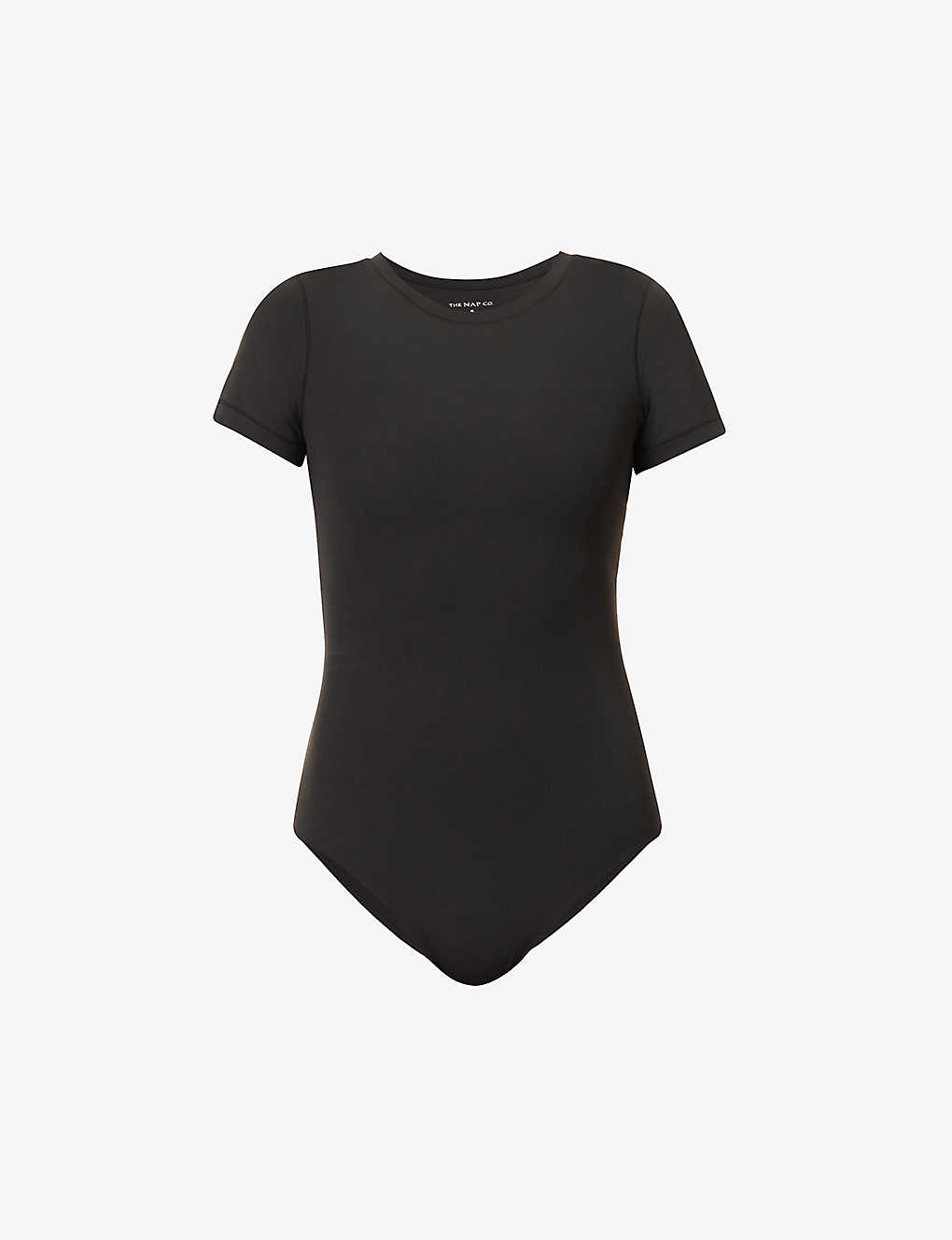The Nap Co Womens Onyx Slim-fit Round-neck Stretch-woven Bodysuit