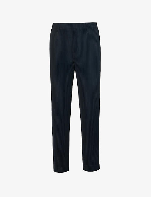 HOMME PLISSE ISSEY MIYAKE: Pleated elasticated-waist straight-leg regular-fit woven trousers