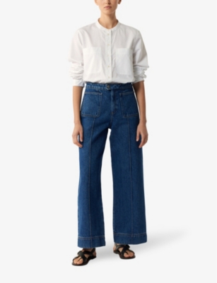 Shop Soeur Women's Blue Harry Wide-leg High-rise Jeans