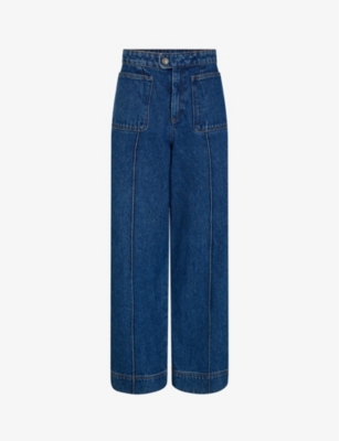 Soeur Womens Blue Harry Wide-leg High-rise Jeans