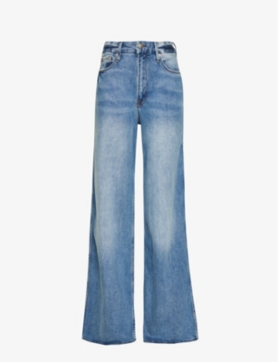 Good American Good Ease Crystal Embellished Wide Leg Jeans In Indigo208