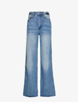 GOOD AMERICAN GOOD AMERICAN WOMEN'S INDIGO208 GOOD SKATE WIDE-LEG MID-RISE RECYCLED-DENIM JEANS,65507149