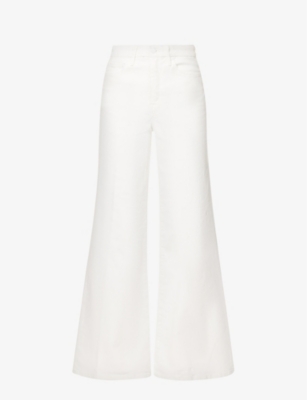 GOOD AMERICAN GOOD AMERICAN WOMEN'S WHITE001 GOOD WAIST PALAZZO WIDE-LEG HIGH-RISE STRETCH-DENIM JEANS,65508672