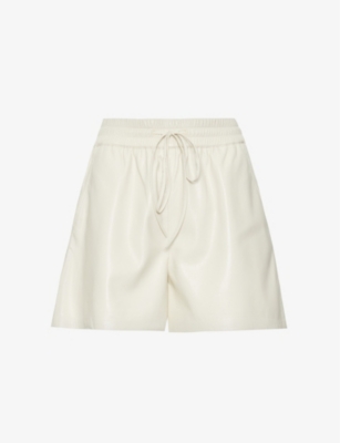 Good American Better Than Leather Drawstring Waist Shorts In Bone001