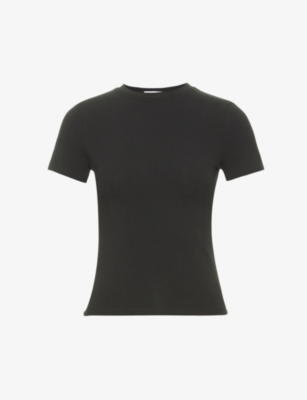 Good American Womens Black001 Baby Round-neck Stretch-cotton T-shirt In Black