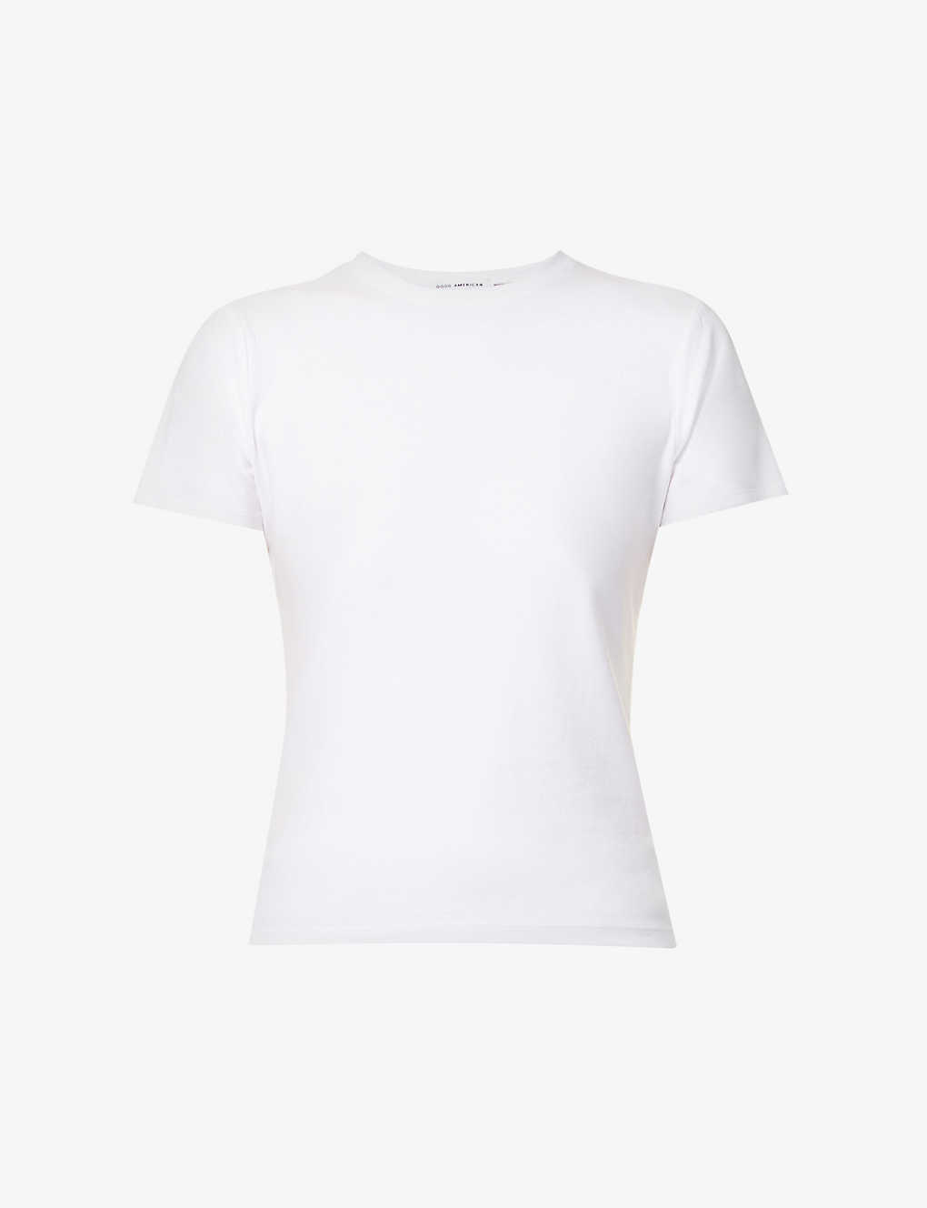 Shop Good American Women's White001 Baby Round-neck Stretch-cotton T-shirt
