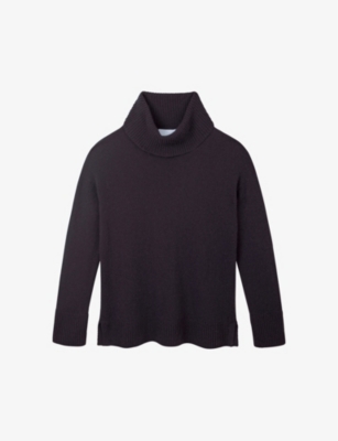 The White Company Roll-neck Relaxed-fit Cashmere Jumper In Slate Grey