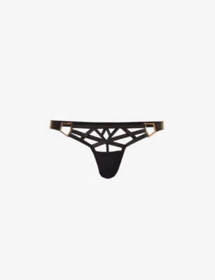 BLUEBELLA: Salma cut-out stretch-satin thong