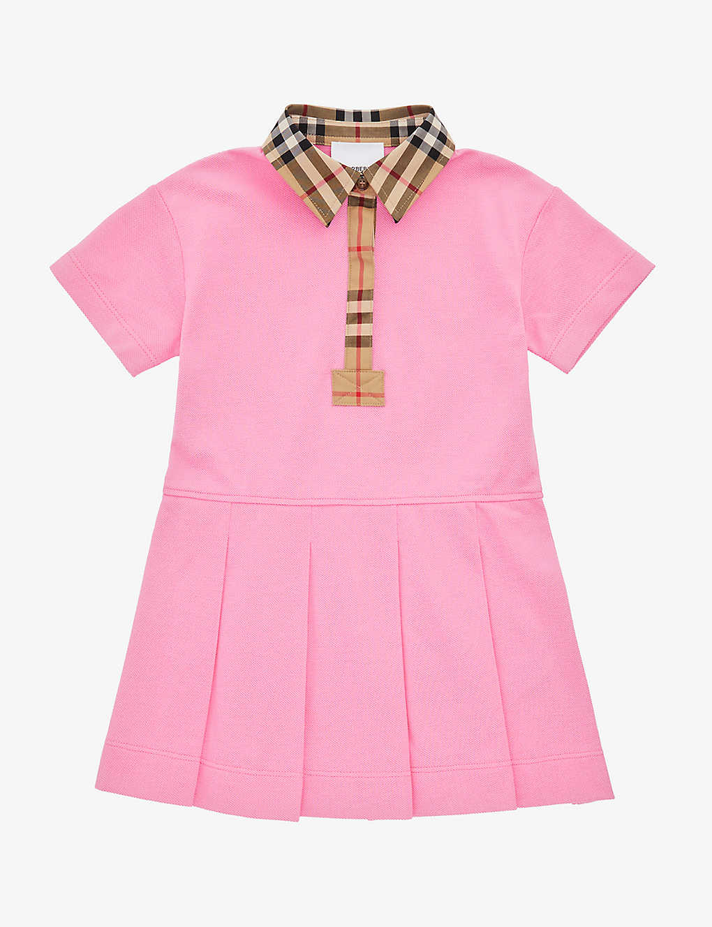 Burberry Babies' Checked Cotton-piqué Mini Dress In Bubblegum Pink