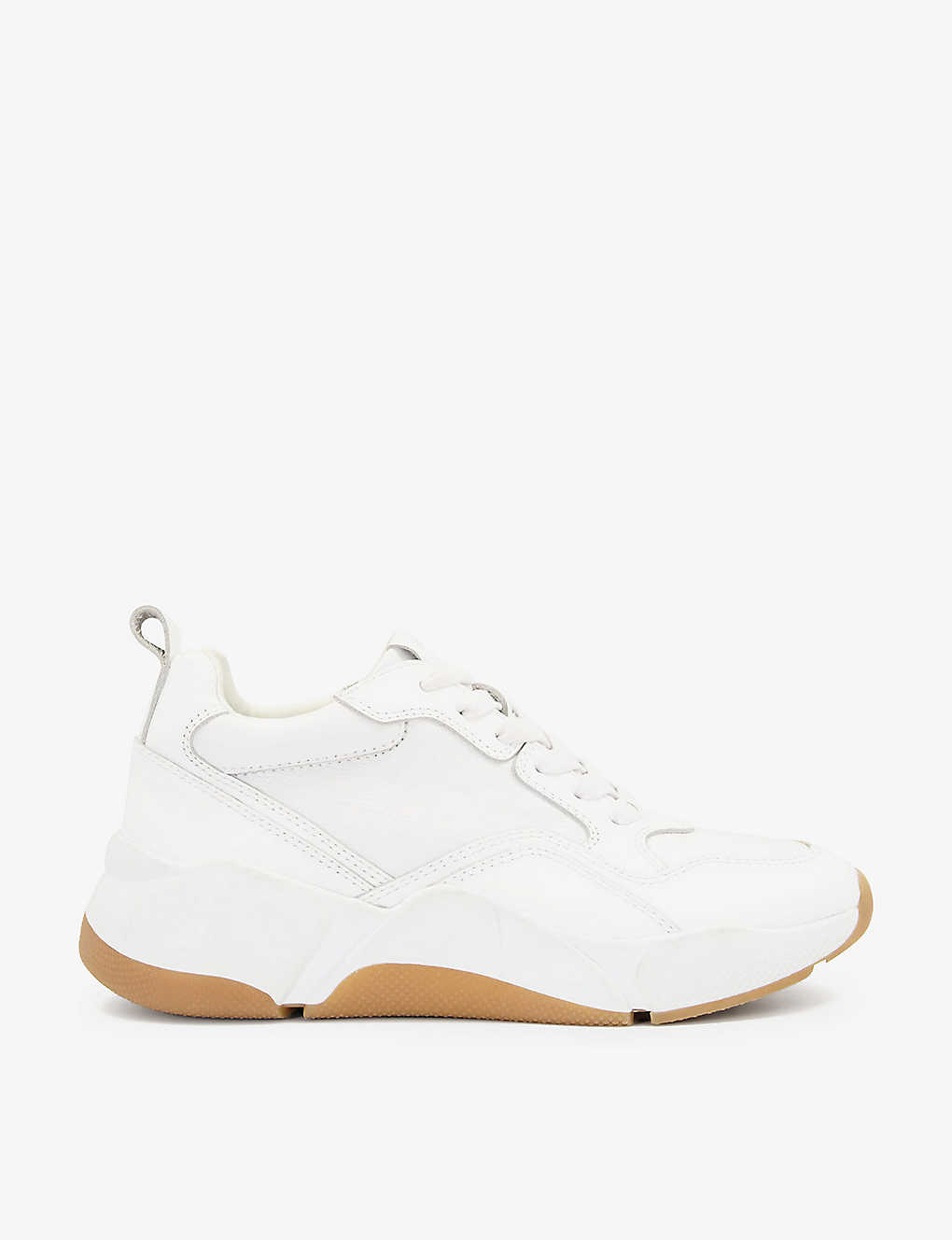 Dune Mens White-leather Mix Eagerly Chunky-sole Low-top Leather Trainers