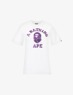 A Bathing Ape Branded Camo-print Cotton-jersey T-shirt In Purple