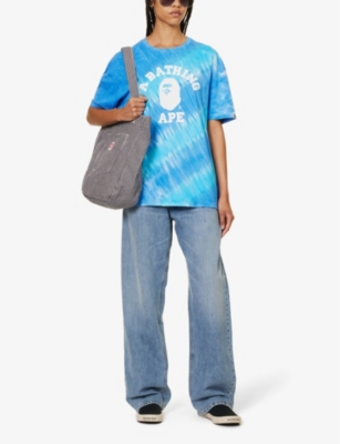 A Bathing Ape College Tie-dye Cotton-jersey T-shirt in Blue