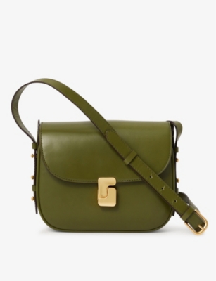 Soeur Womens Green Belissima Branded-buckle Mini Leather Cross-body Bag