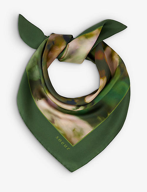 SOEUR: Capucine graphic-print silk scarf