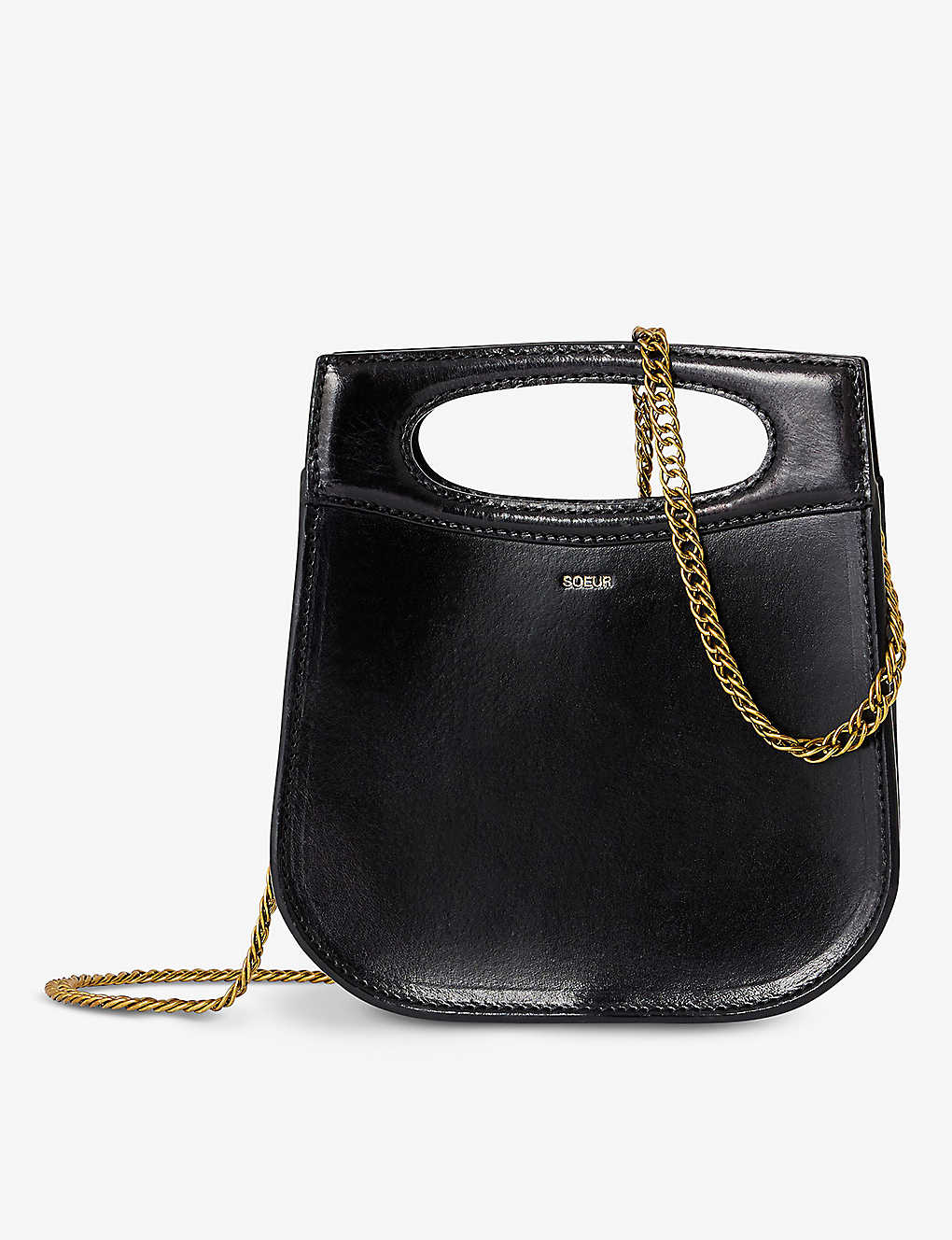Soeur Womens Black Cheri Mini Leather Tote Bag