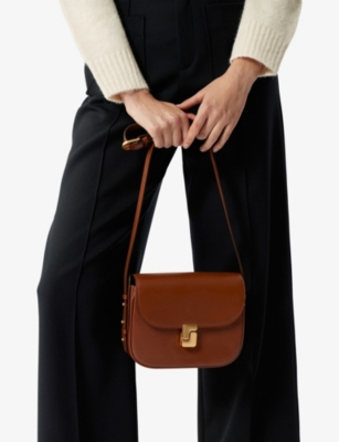 Shop Soeur Womens Hazelnut Belissima Branded-buckle Mini Leather Cross-body Bag