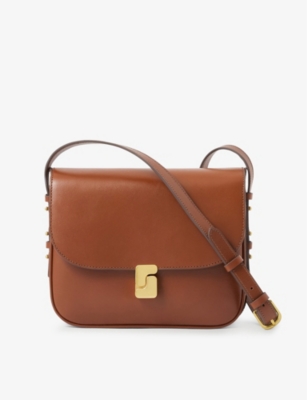 Shop Soeur Womens Hazelnut Belissima Branded-buckle Mini Leather Cross-body Bag