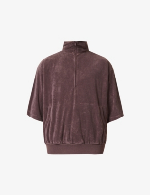 FEAR OF GOD ESSENTIALS: ESSENTIALS brand-patch short-sleeved relaxed-fit bamboo-blend sweatshirt