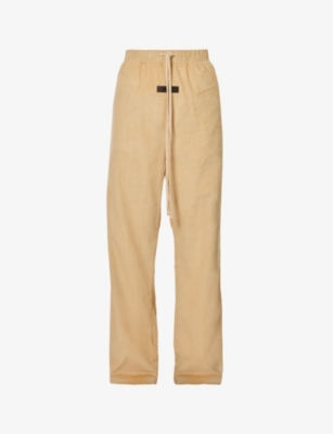 Essentials Relaxed-fit Wide-leg Cotton-corduroy Trousers In Sand