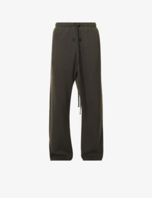 Essentials Brand-patch Straight-leg Cotton-blend Jogging Bottoms In Off-black