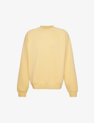 Essentials Fog X  Mens Light Tuscan  Logo-patch Relaxed-fit Cotton-blend Sweatshirt