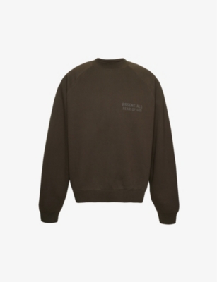 Essentials Fog X  Mens Off-black  Logo-patch Relaxed-fit Cotton-blend Sweatshirt