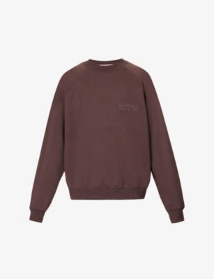 Essentials Fog X  Mens Plum  Logo-patch Relaxed-fit Cotton-blend Sweatshirt