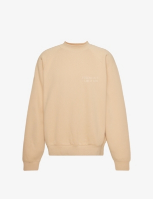 Essentials Fog X  Mens Sand  Logo-patch Relaxed-fit Cotton-blend Sweatshirt