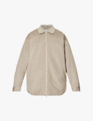 Essentials Spread-collar Relaxed-fit Cotton-corduroy Jacket In Seal