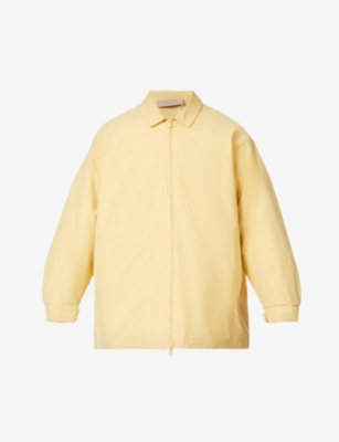 Essentials Fog X  Mens Light Tuscan  Brand-patch Spread-collar Cotton-blend Jacket