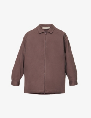 Essentials Fog X  Mens Plum  Brand-patch Spread-collar Cotton-blend Jacket