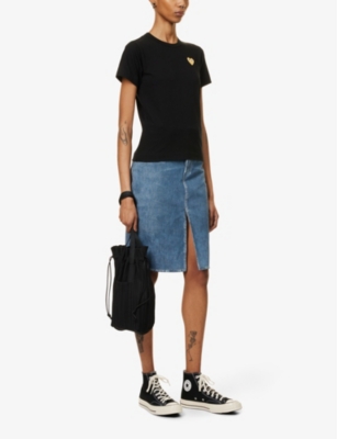 COMME DES GARCONS PLAY: Heart-appliqué slim-fit cotton-jersey top